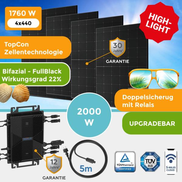 Balkonkraftwerk 1760 Watt mit 2000W Wechselrichter